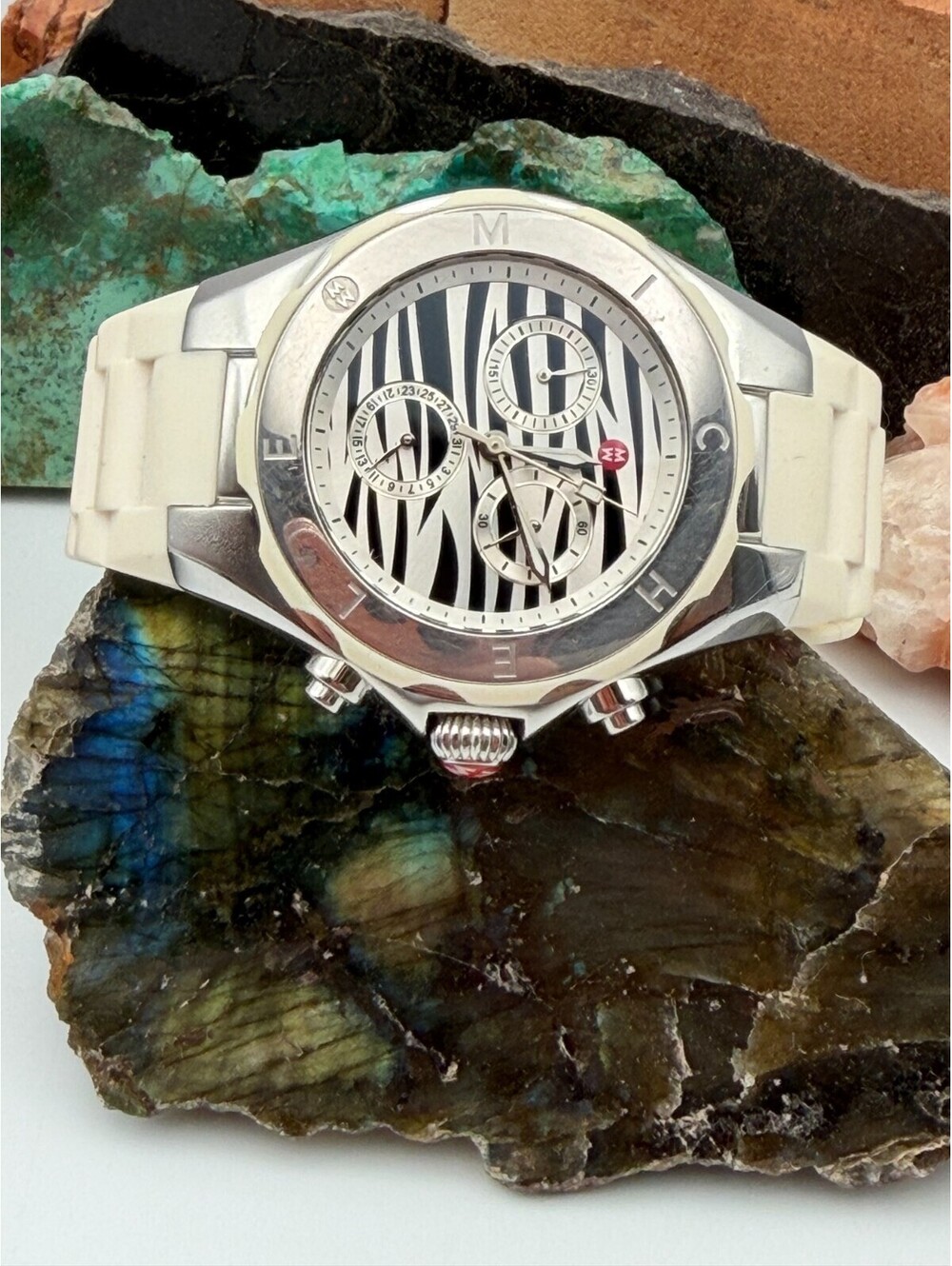 Michele Women's Tahitian Jelly Bean Zebra Chronograph Watch